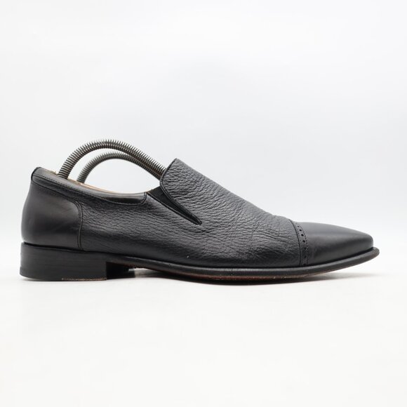 Mezlan Barron Men's Size 8.5 M Slip On Loafer Black Leather Cap Toe Dress Shoes